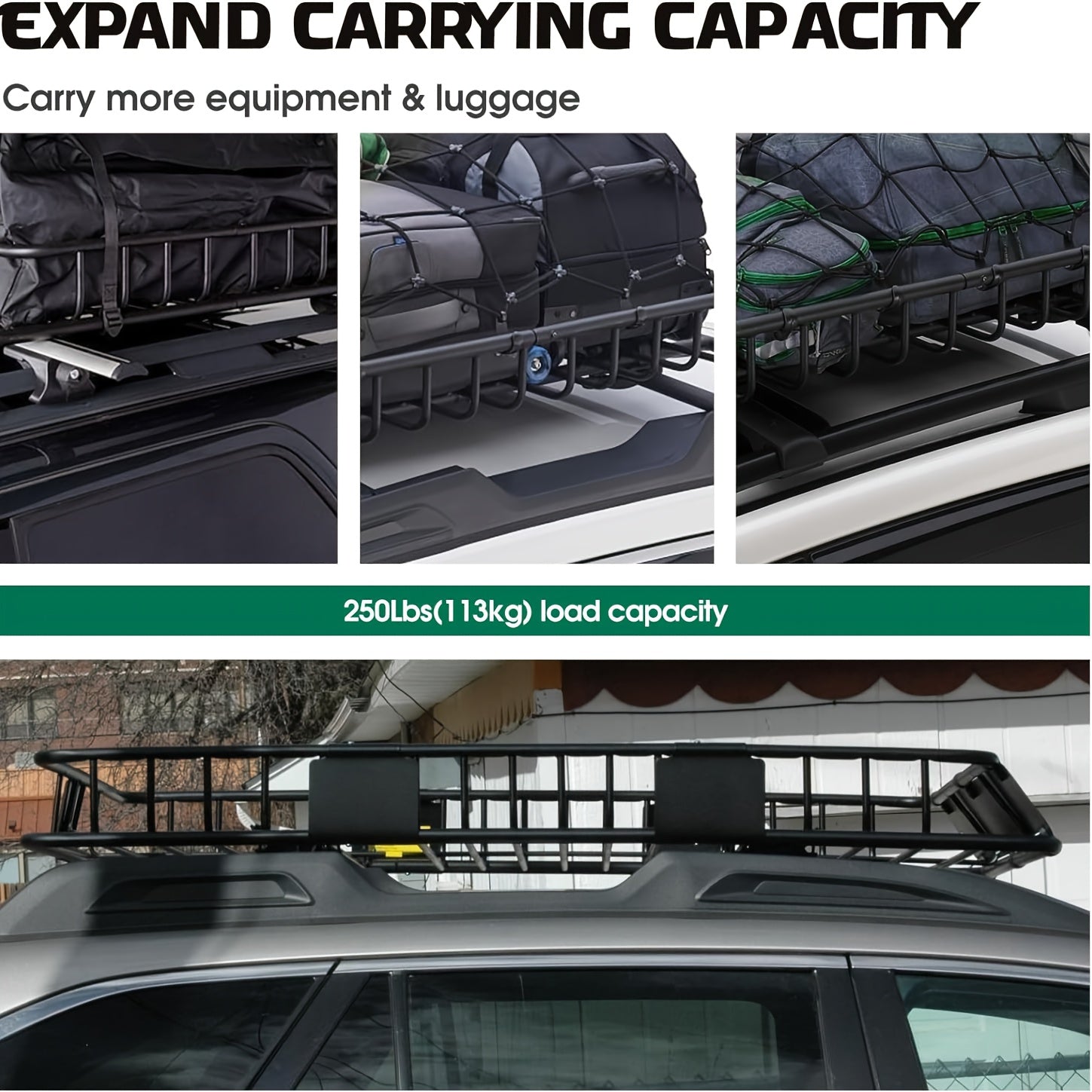 Heavy Duty Steel Rooftop Cargo Basket – 64"x39"x5" by Snagg A Roof Cargo
