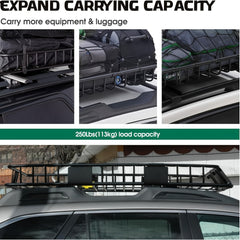 Heavy Duty Steel Rooftop Cargo Basket – 64"x39"x5" by Snagg A Roof Cargo