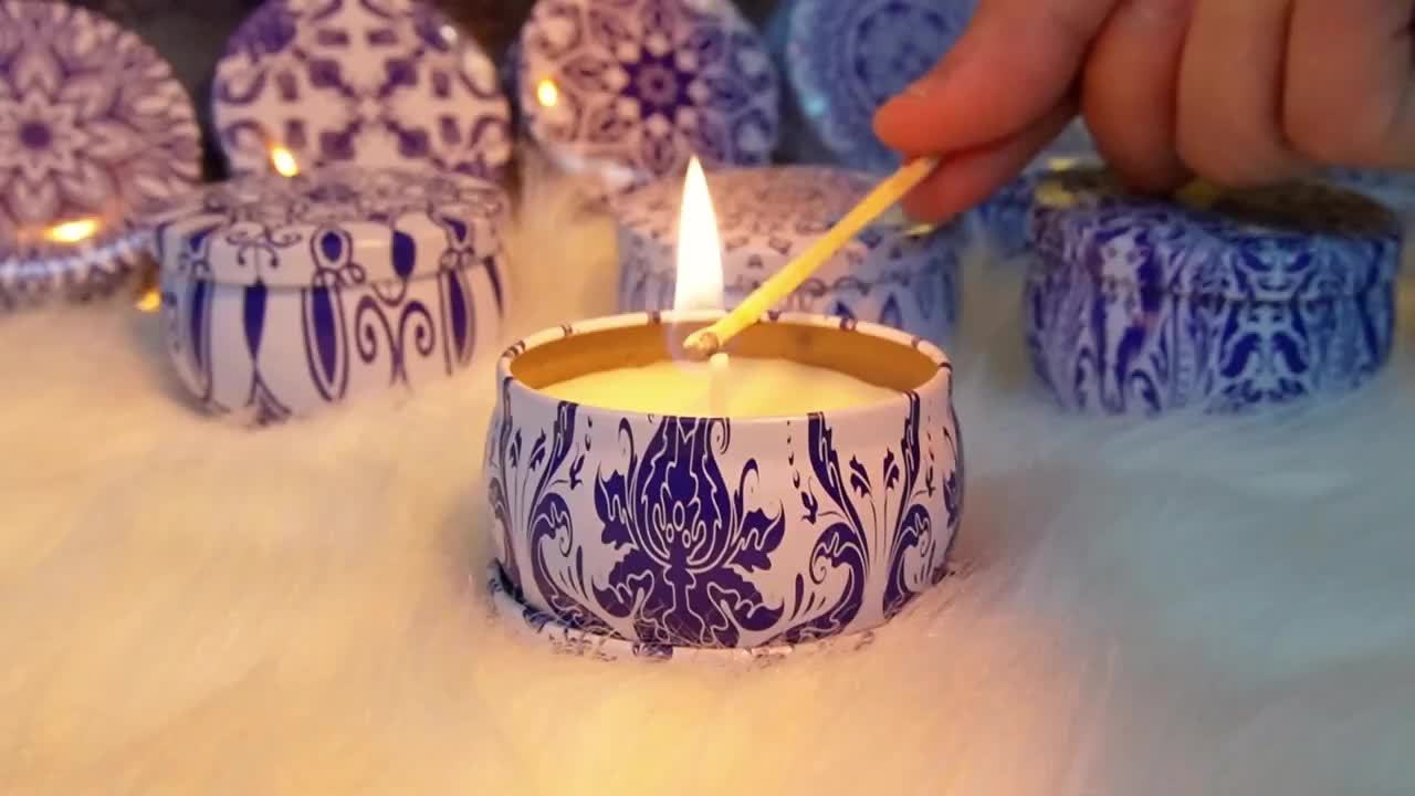 16 Piece Artisan Blue & White Porcelain Scented Candle Gift Box by Snagg A Candle