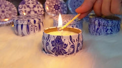 16 Piece Artisan Blue & White Porcelain Scented Candle Gift Box by Snagg A Candle