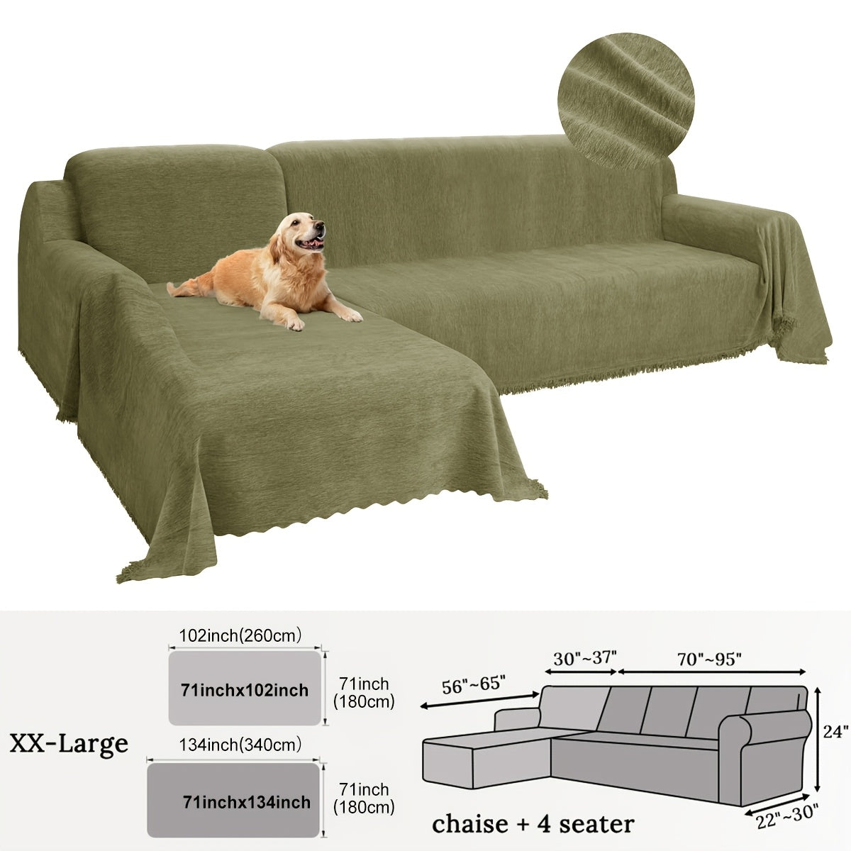 2pcs Chenille Sofa Covers Modern, Pet-Friendly & Double-Sided by Snagg A Sofa Cover