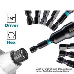 20PCS Magnetic Nut Driver Set 1/4" Hex Impact Drill Bits Metric & SAE Nut Drivers