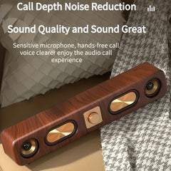 Retro Wood Grain Soundbar – Dual Wireless Speakers with USB, Card Slot & Mic Input by Snagg A Portable Speaker