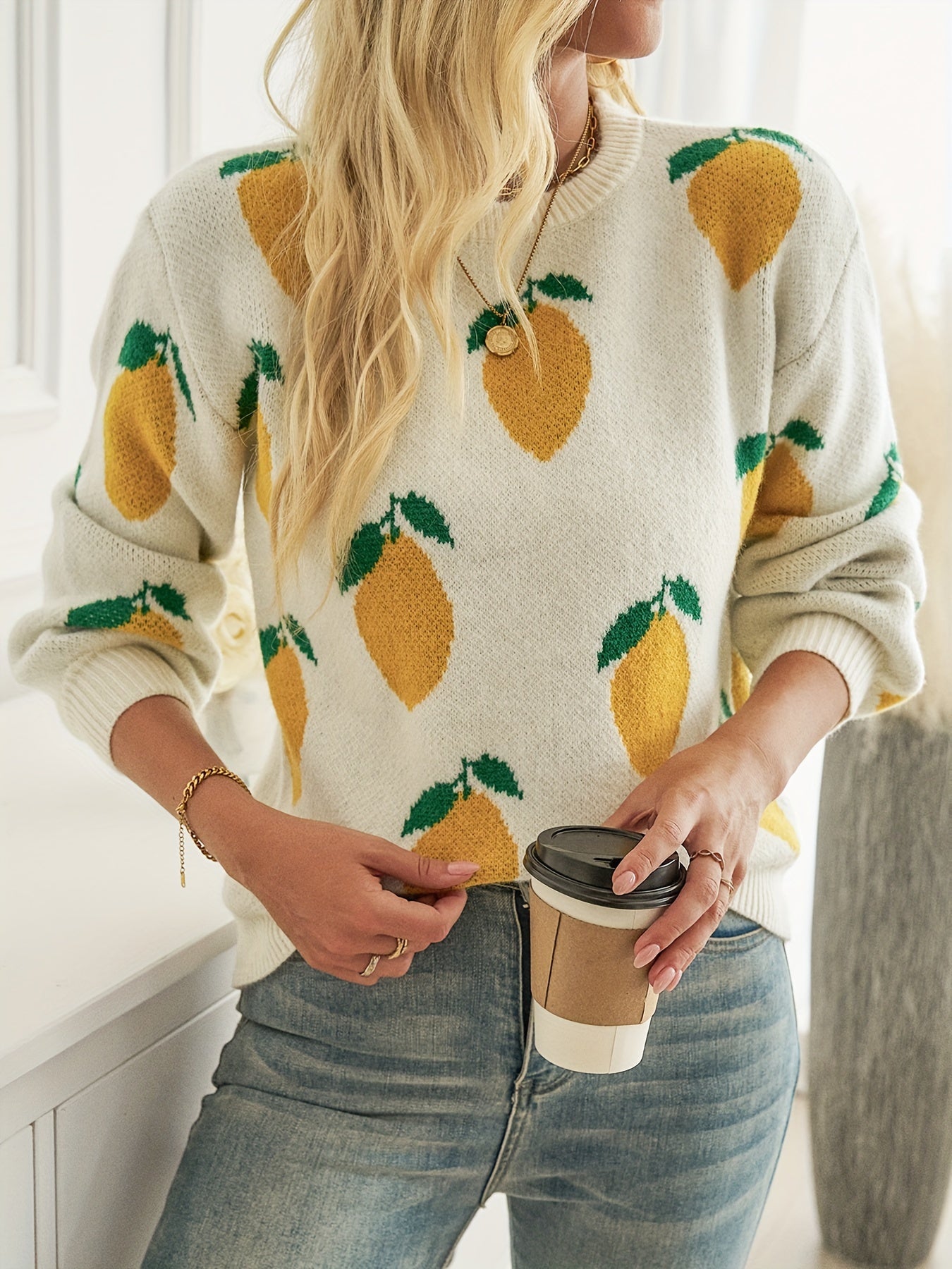 Women’s Cozy Lemon Print Sweater by Snagg A Top