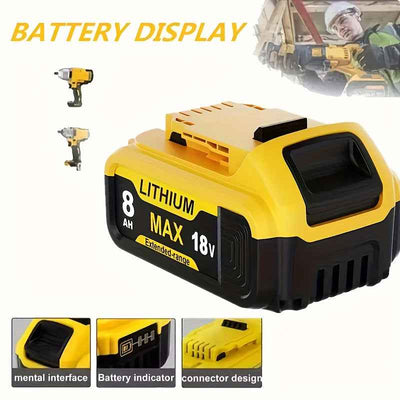 2 Pack 18 V 8.0 Ah Lithium-Ion Batteries — Replacement for Dewalt Cordless Tools & Chargers - 8.0Ah - Other Power