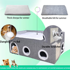 Large Collapsible Cat House with Dual Caves & Play Ball by Snagg A Cave