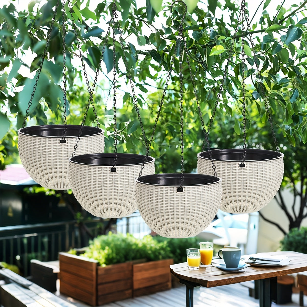 4pcs Hanging Baskets with Chains by Snagg A Pot