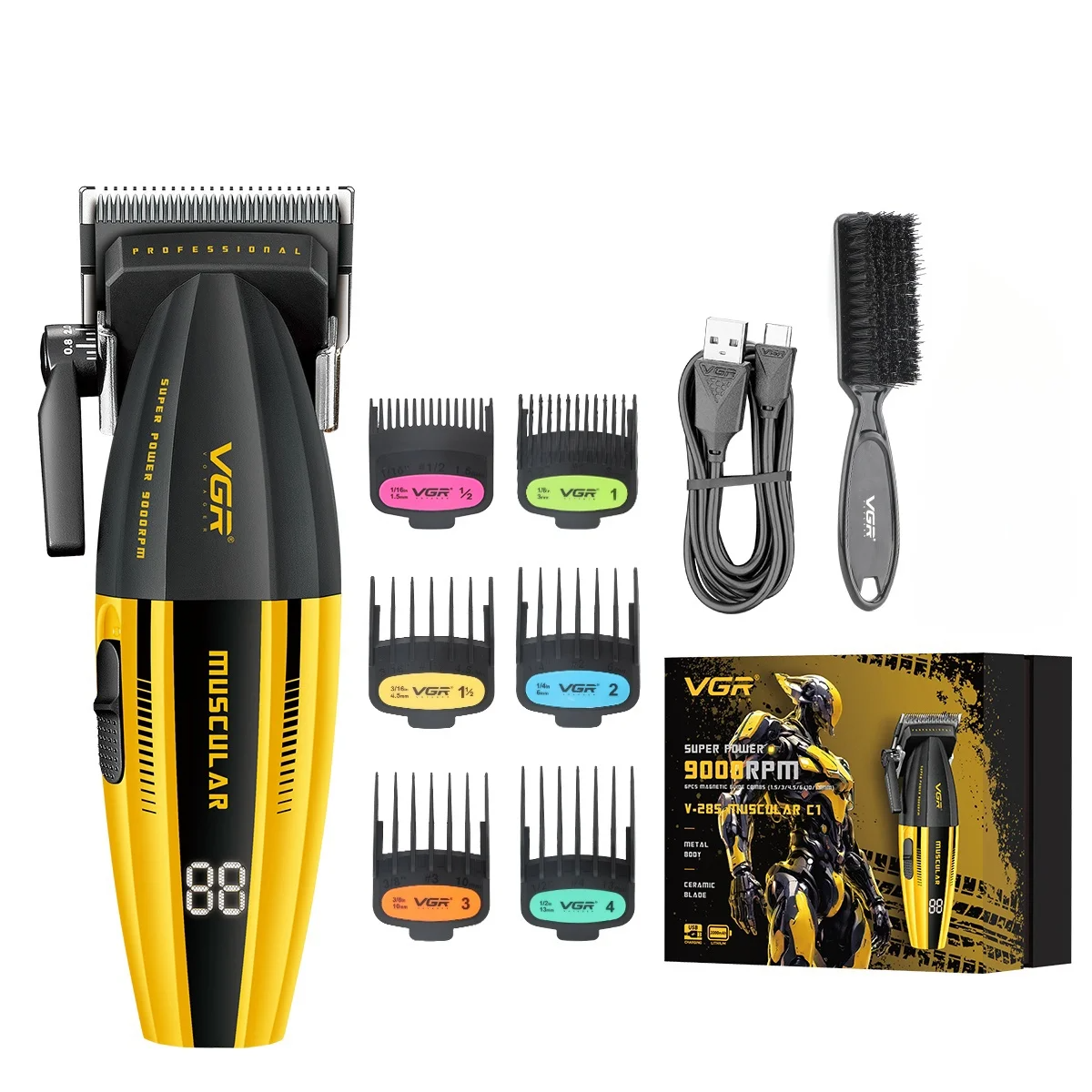 Professional 9000 RPM Master Clipper – Ceramic & Powder Metallurgy Blade System with 5 Level Taper Control