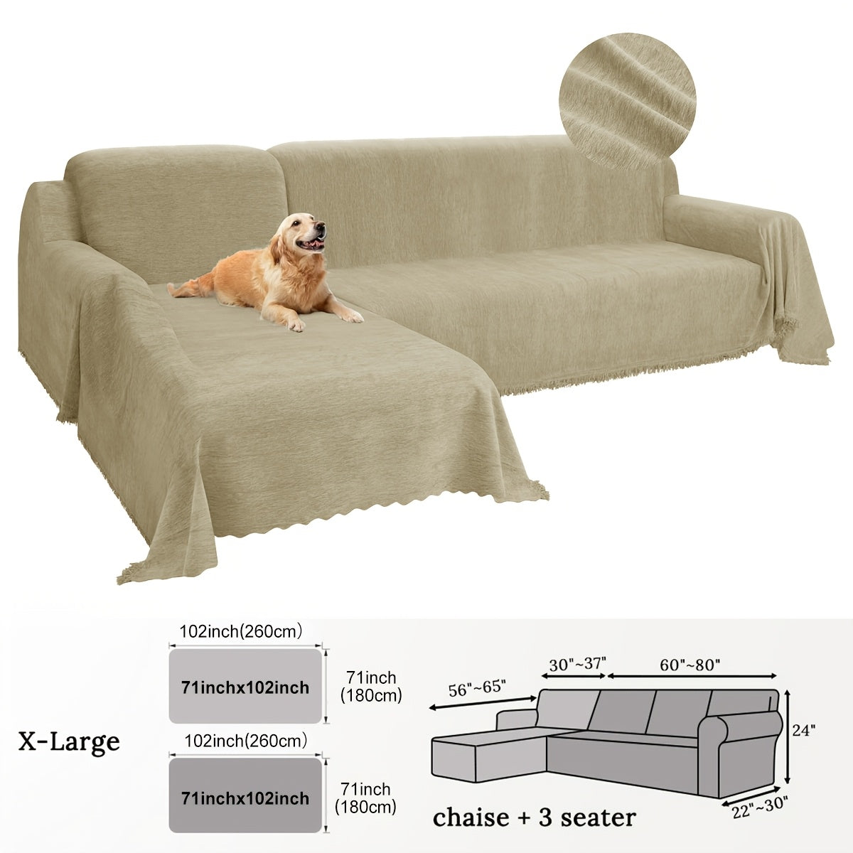 2pcs Chenille Sofa Covers Modern, Pet-Friendly & Double-Sided by Snagg A Sofa Cover
