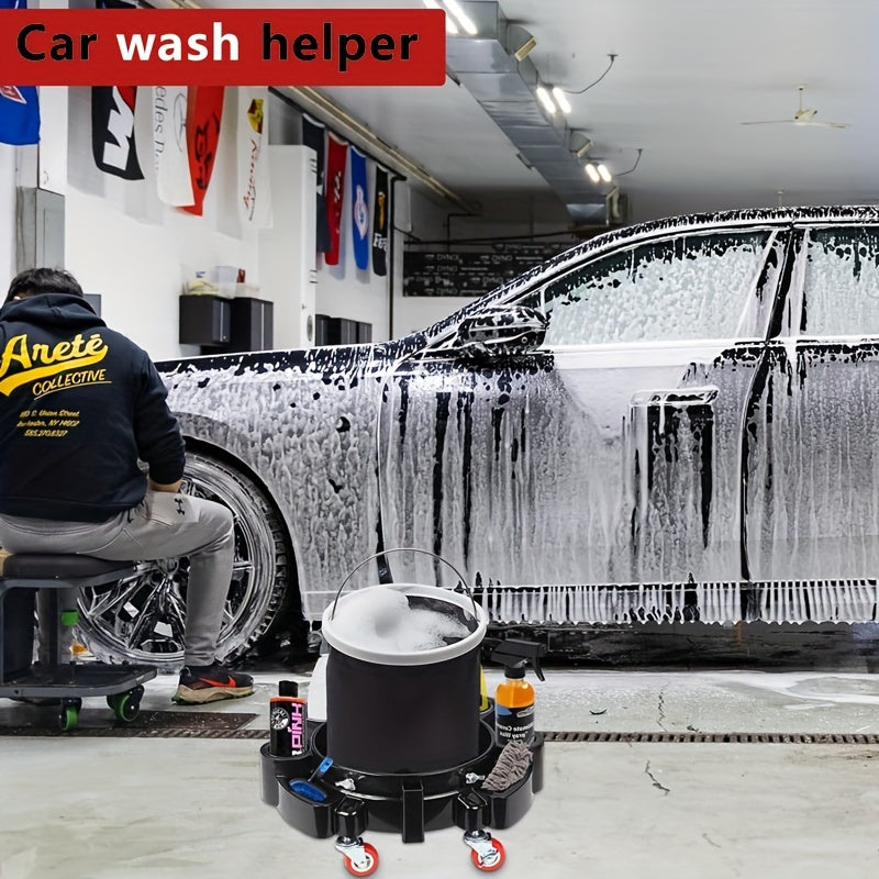 Heavy Duty Car Wash Bucket Cart with Wheels by Snagg A Bucket