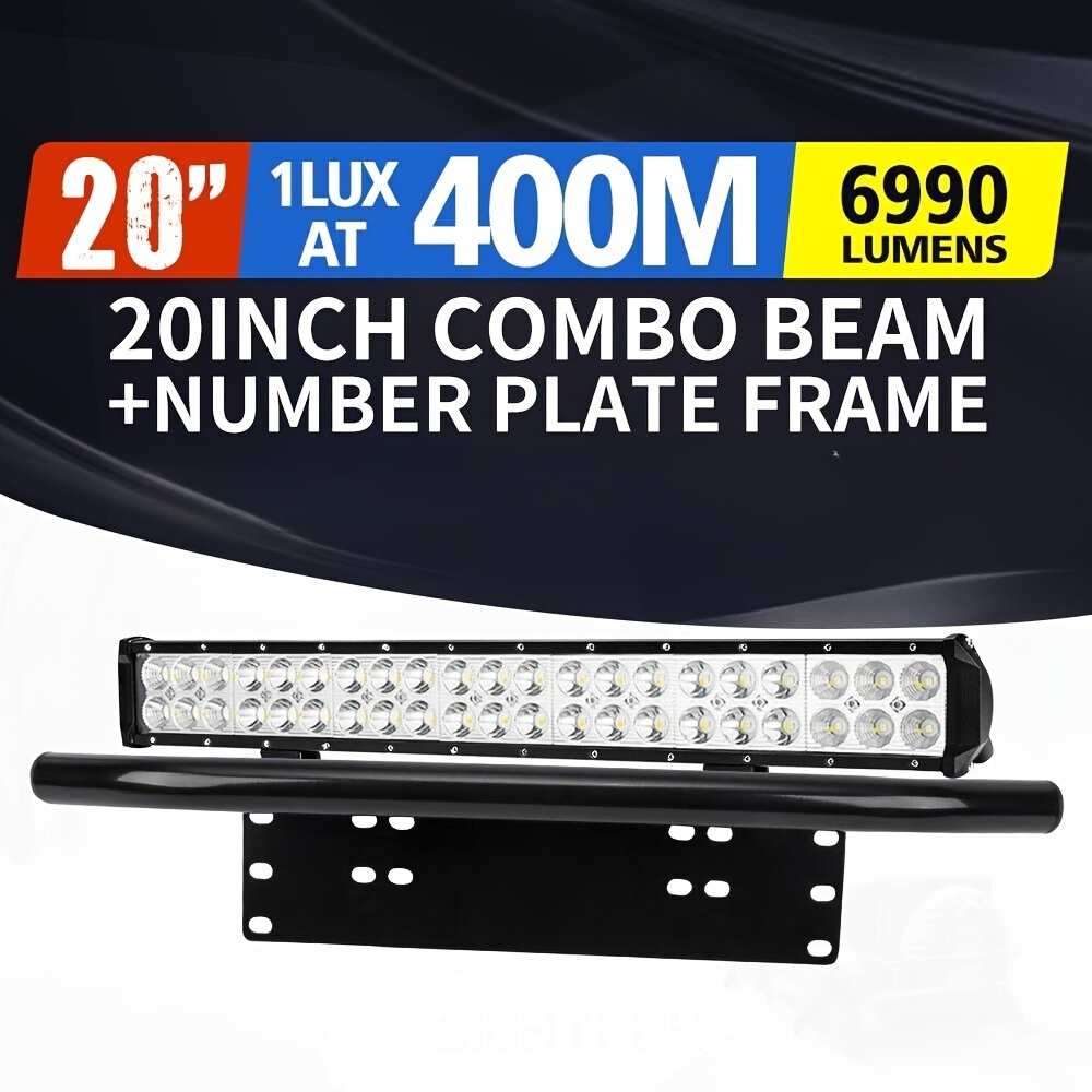 20Inch Osram LED Light Bar Spot Flood Driving + 23'' Number Plate Frame