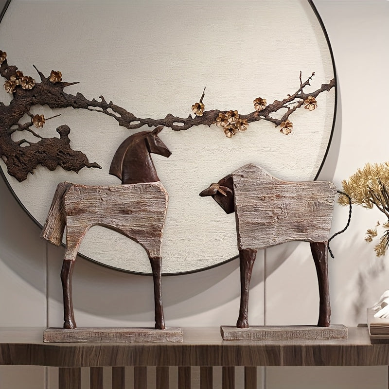 Vintage Resin Horse & Bull Figurines by Snagg A Sculpture