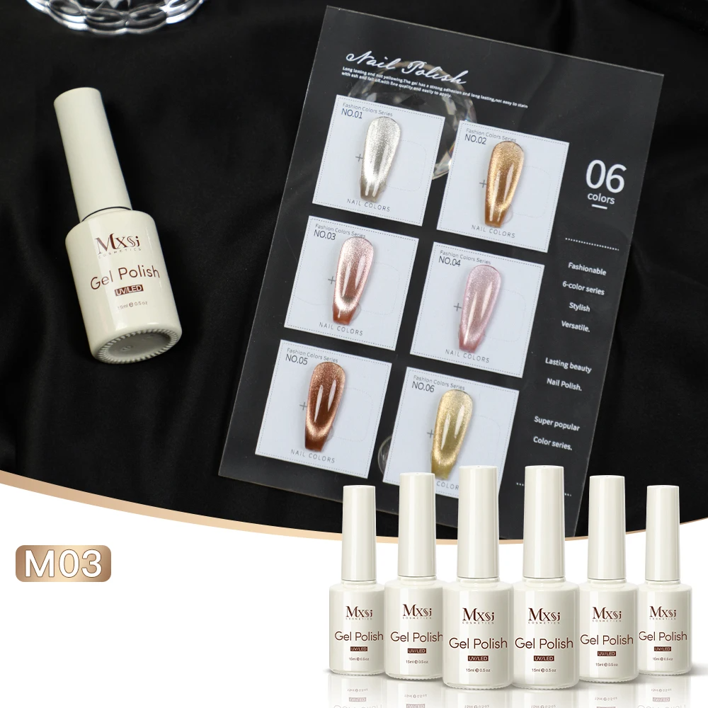 Professional 15ml Magnetic Crystal Cat Eye Gel Collection – 6 Piece High Pigment Red & Pink Reflective System