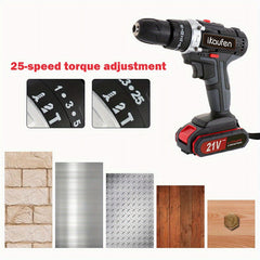 21V Cordless Electric Drill Set
