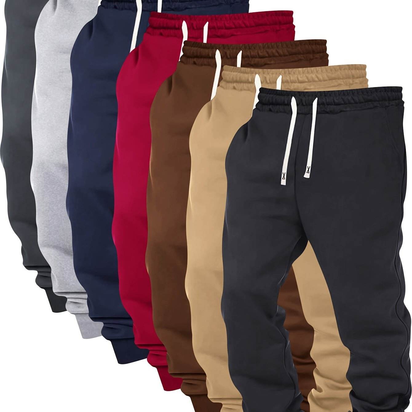 7pcs Men’s Solid Color Joggers – All-Season Sportswear Pack - SnaggIt