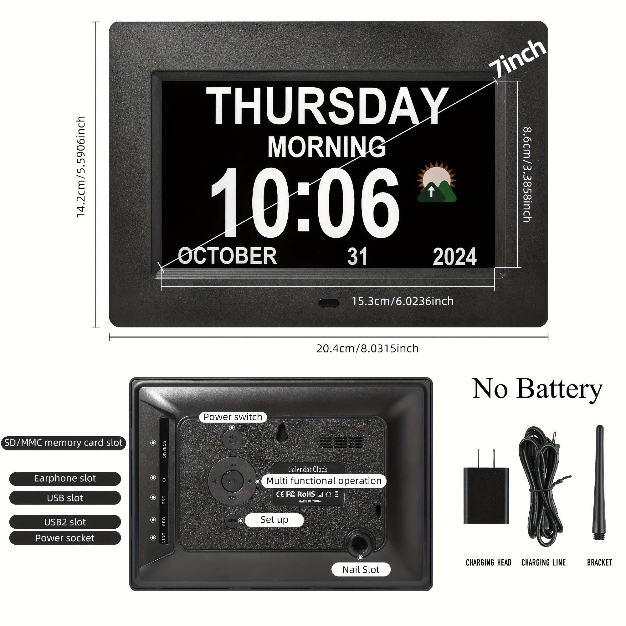 Large Digital Dementia Clock for Seniors by Snagg A Clock