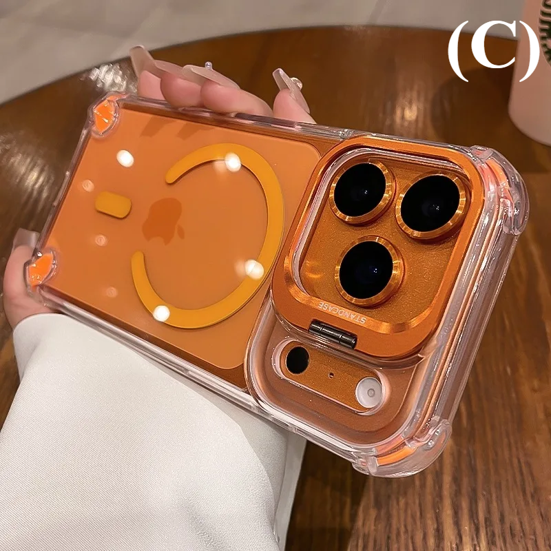 Luxury Transparent Airbag Case - For iPhone 15 Series - C - Orange / Plus - Phone Cases & Covers