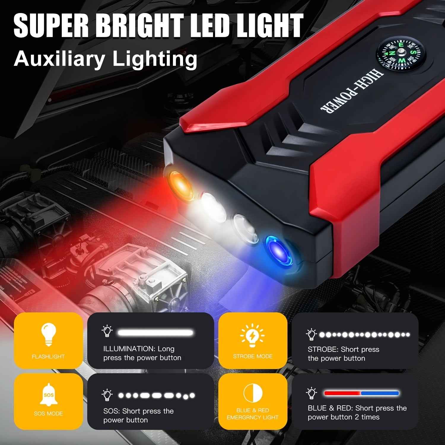 7000A High Power Car Battery Jump Starter - Roadside Essentials