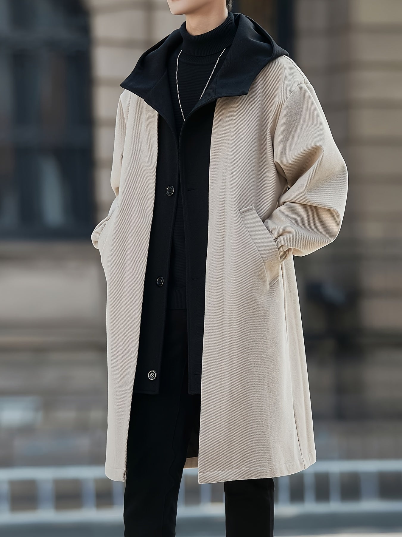 Men’s Casual Hooded Tweed Trench Coat by Snagg A Coat