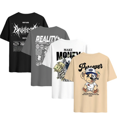 Men’s 4-Pack Trendy Pattern Print T-Shirts – Multi-Color Summer Casual Set by Snagg A Shirt