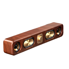 Retro Wood Grain Soundbar – Dual Wireless Speakers with USB, Card Slot & Mic Input by Snagg A Portable Speaker