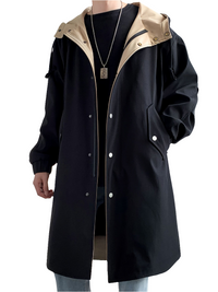 Men’s Mid-Length Beige Hooded Trench Coat by Snagg A Coat