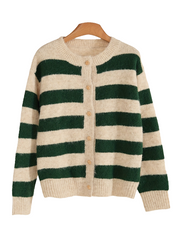 Women’s Striped Crew Neck Cardigan by Snagg A Top