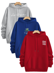 Three-Piece Set of Trendy Printed Hooded Sweatshirts by Snagg A Jumper