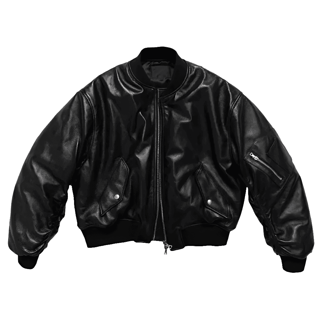 Black PU Leather Bomber Jacket - SnaggIt