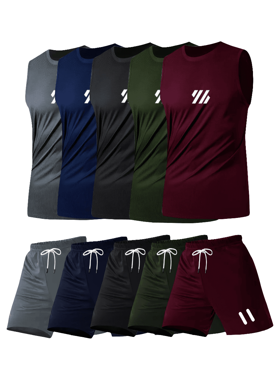 5 Sets (10pcs) Men’s Sleeveless Sportswear Outfit - SnaggIt
