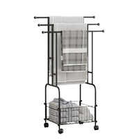 Heavy-Duty 3-Tier Freestanding Towel Rack with Storage Basket by Snagg A Rack