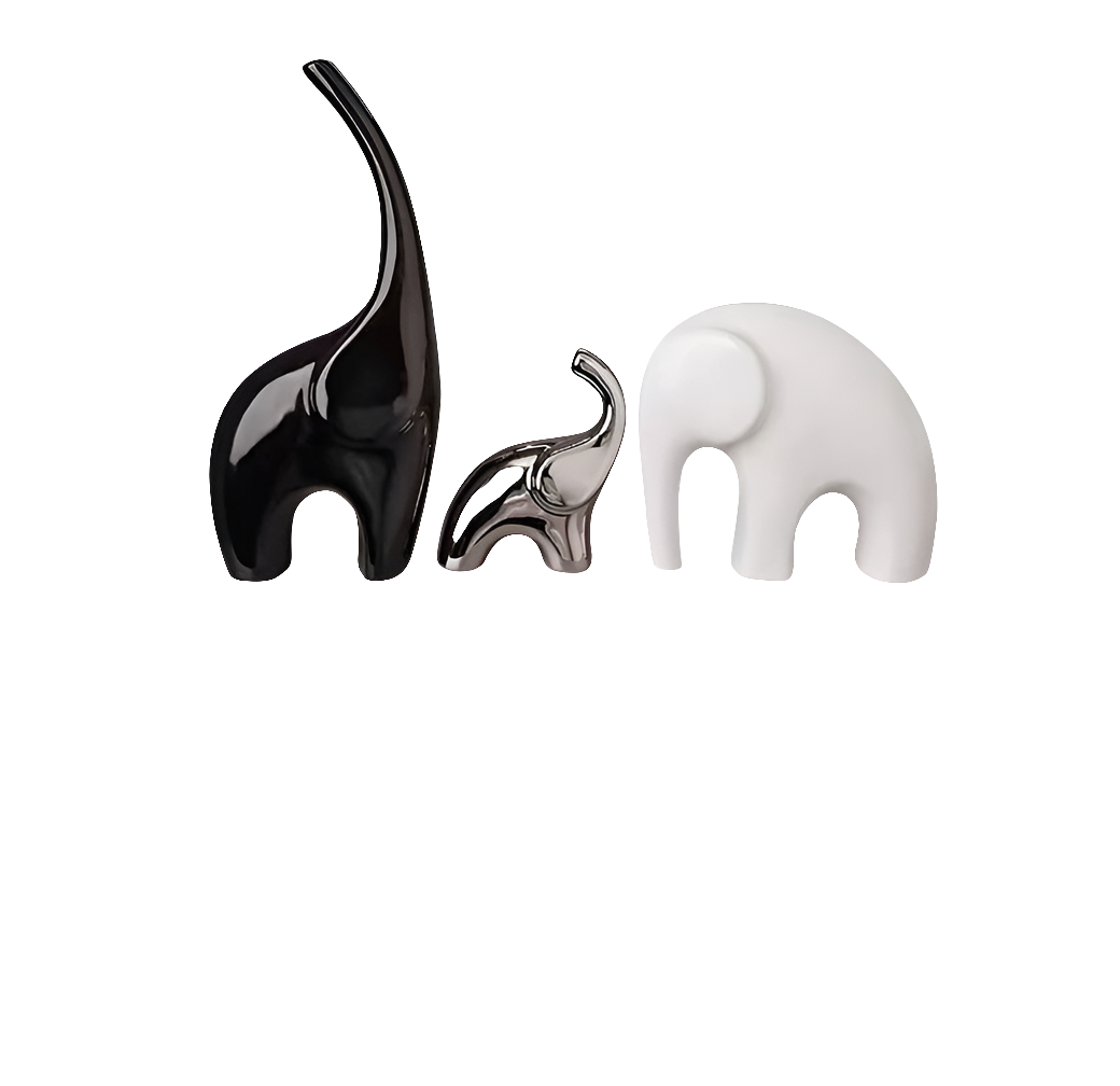 Family of Three Elephant Figurines by Snagg A Sculpture