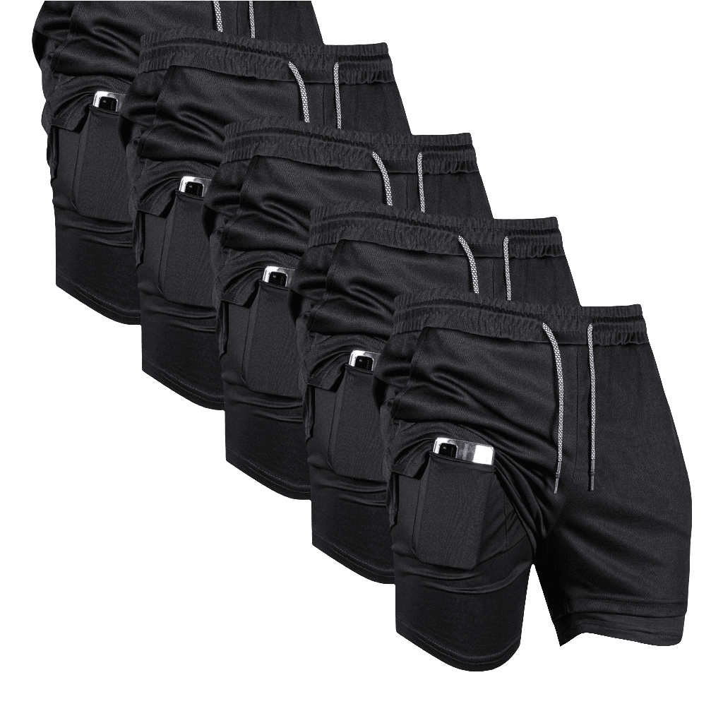 5pcs Men’s Athletic Shorts with Zipper Pockets - SnaggIt