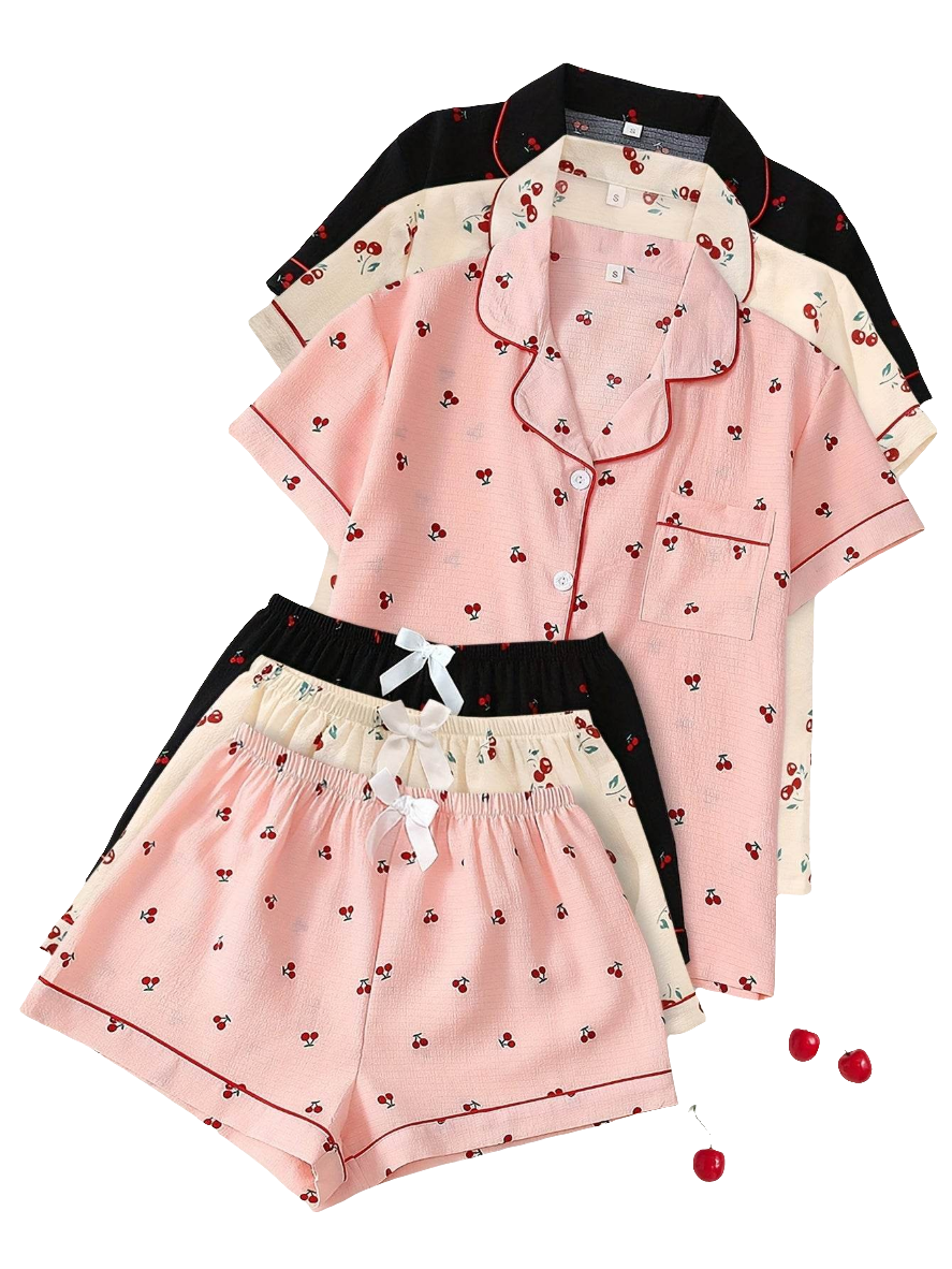 3-Piece - Women’s Cherry Blossom Pajama Set by Snagg A Pajama