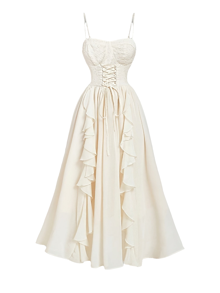 Elegant Dress with Lace-Up Waist by Snagg A Dress