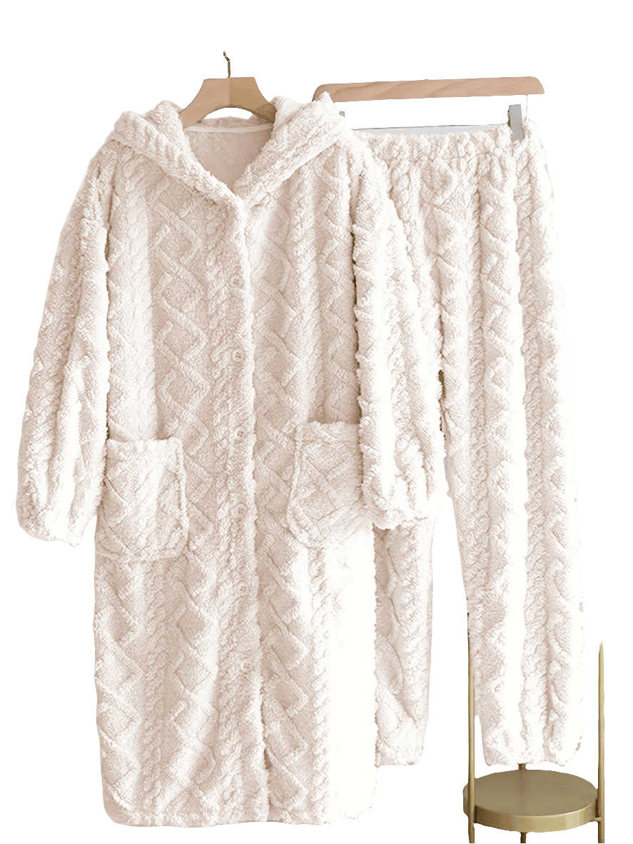 Cozy Men’s Fleece Pajama Set with Hooded Robe & Pants - SnaggIt