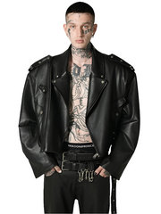 Oversized Black PU Leather Biker Jacket by Snagg A Jacket