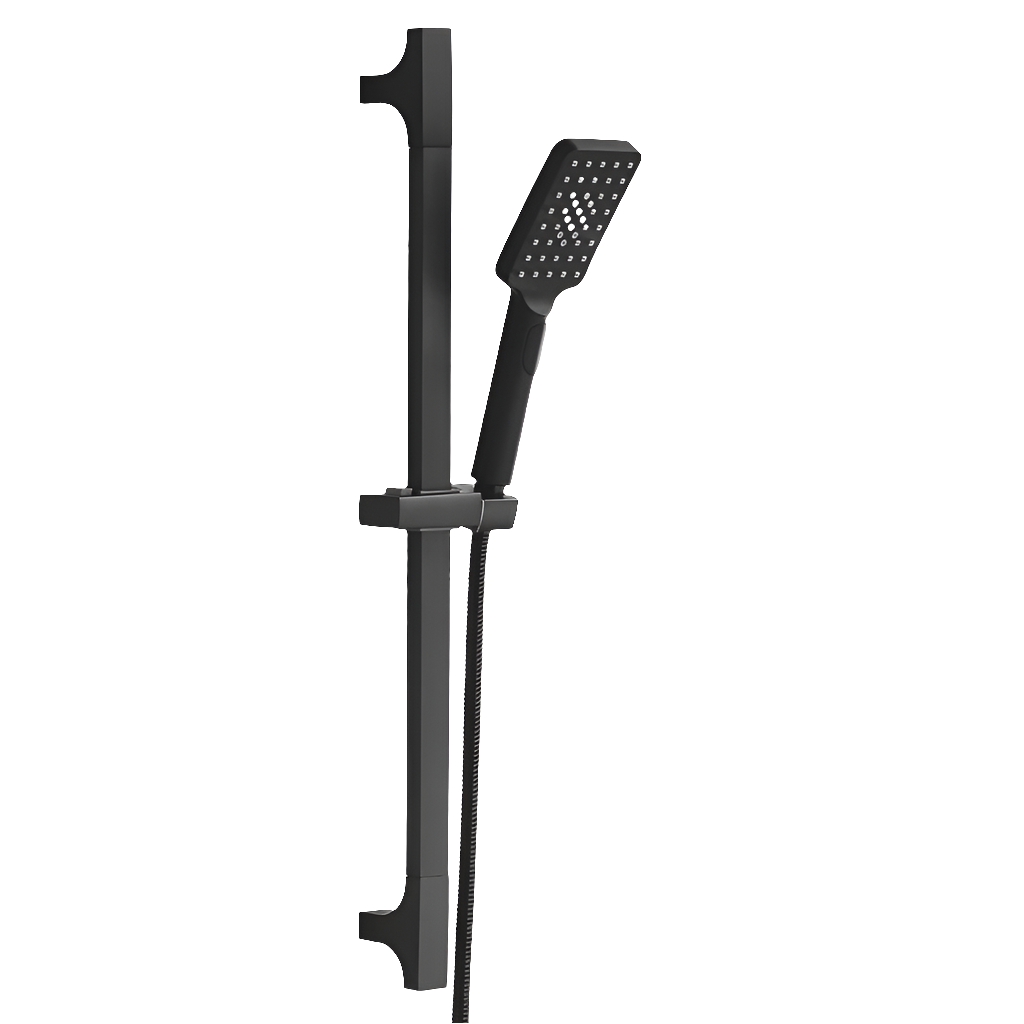 Matte Black Shower Bar Set – Adjustable Rail with 3-Mode Shower Head by Snagg A Shower Head