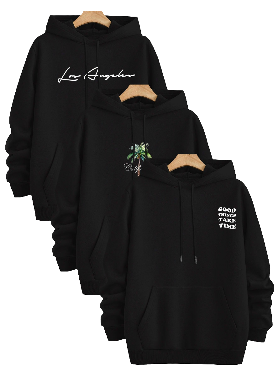 Three-Piece Set of Trendy Printed Hooded Sweatshirts by Snagg A Jumper