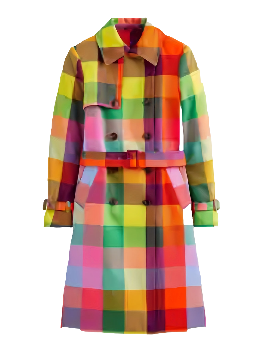 Women’s Rainbow Plaid Double-Button Windbreaker by Snagg A Jacket