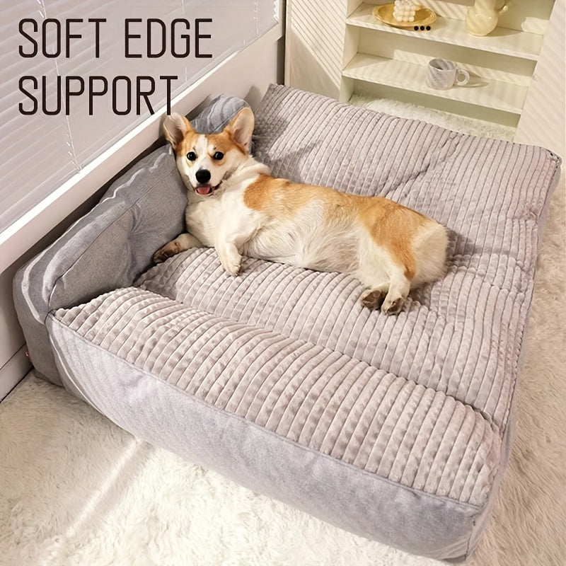 Orthopedic Grey Stripe Dog Bed by Snagg A Pet Bed