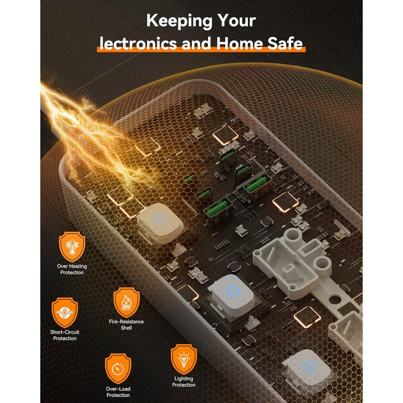 Powerboard with USB | 5 Outlets & 6 Fast Charging Ports (1.8m) by Snagg An Extension Cable