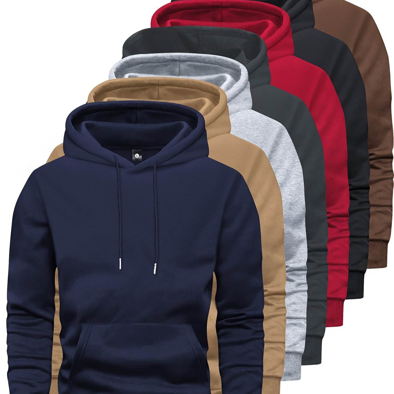 7pcs Men’s Solid Color Hoodies with Pockets - SnaggIt