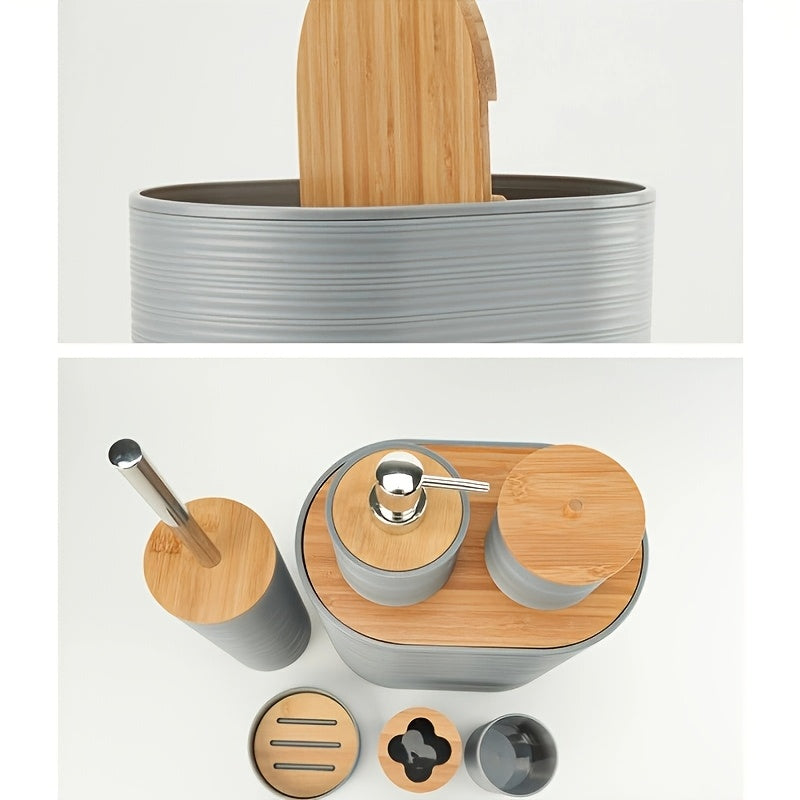 8 Pcs Bamboo Bathroom Accessory Set by Snagg A Bathroom Set