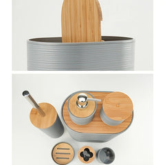 8 Pcs Bamboo Bathroom Accessory Set by Snagg A Bathroom Set
