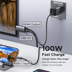 USB C to HDMI 2-in-1 Cable Thunderbolt Compatible (2m Length) by Snagg An HDMI Cable