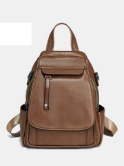 Genuine Leather Women's Fashion Backpack – High-Quality School & Travel Shoulder Bag with Multifunctional Pockets