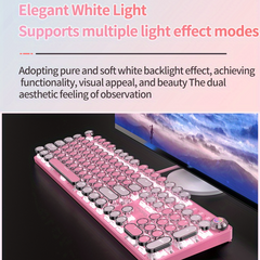 Pink Mechanical Keyboard – Retro Punk Keycaps with Blue Switches by Snagg A Keyboard