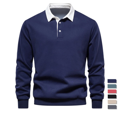 Men’s Premium Polo Collar Sweatshirt | Heavyweight Cotton-Blend Smart Casual Top