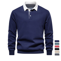 Men’s Premium Polo Collar Sweatshirt | Heavyweight Cotton-Blend Smart Casual Top